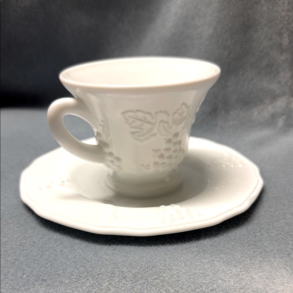 Indiana Glass Colony Harvest White Cup and Saucer Set